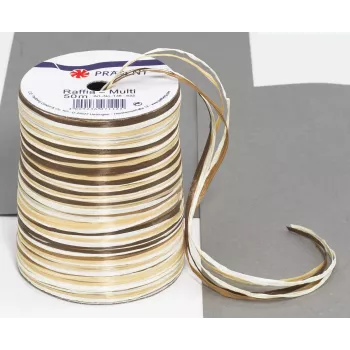 C.E. Pattberg fita de ráfia mate para presentes castanho/creme 10mm x 20m