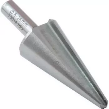 C.K Tools T3014 broca escalonada HSS 6-26 mm, 10 degraus, haste de 3 faces, 80 mm de comprimento