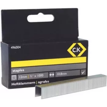 C.K Tools Tipo 140 Agrafos de Aço Galvanizado 12 mm Pernas 10,6 mm Costas, Pack de 1000 (496004)