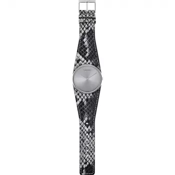 CALVIN KLEIN K5V231Q4 Relógio de mulher 39mm quartzo aço inoxidável ouro rosa PVD pele preta