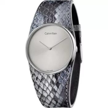 CALVIN KLEIN K5V231Q4 Relógio de mulher 39mm quartzo aço inoxidável ouro rosa PVD pele preta