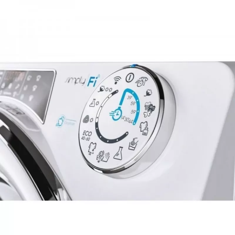 Máquina de lavar e secar roupa independente Candy ROW4966DWMCT/1-S, 9 kg de lavagem, 6 kg de secagem, 1400 rpm, branco com porta cromada