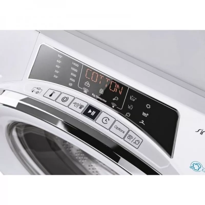 Máquina de lavar e secar roupa independente Candy ROW4966DWMCT/1-S, 9 kg de lavagem, 6 kg de secagem, 1400 rpm, branco com porta cromada