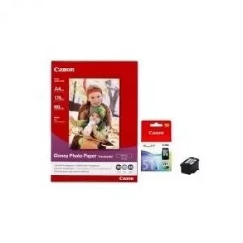 Canon CL-511 Tinta ChromaLife e papel fotográfico brilhante GP-501 Bundle (100 folhas, 10x15 cm, 170 g/m²) 2972B008