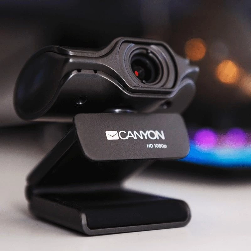 Webcam Canyon C6 2K Ultra Full HD 3.2MP com USB 2.0, preta
