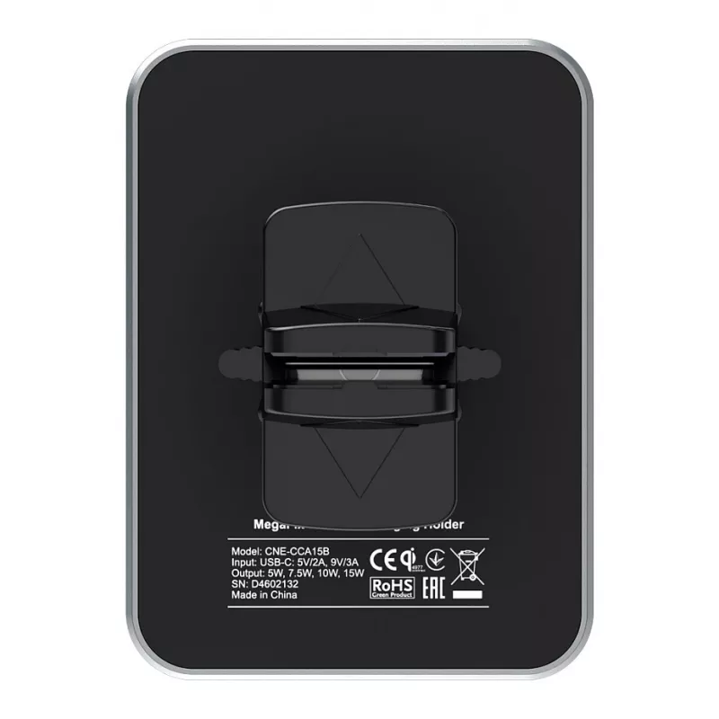CANYON CH-15 suporte para carro e carregador sem fios MegaFix, 15W, USB-C, preto
