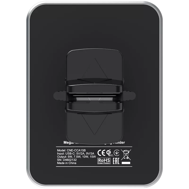 CANYON CH-15 suporte para carro e carregador sem fios MegaFix, 15W, USB-C, preto