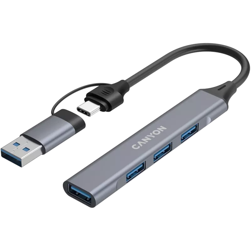 CANYON DS-02 hub USB-A/C 4 em 1, cinzento