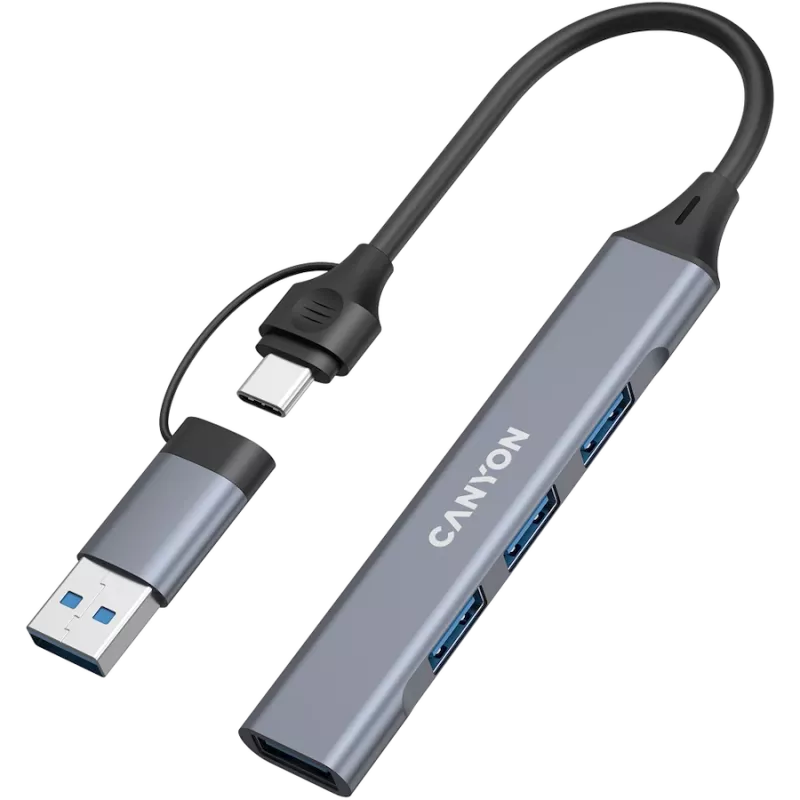 CANYON DS-02 hub USB-A/C 4 em 1, cinzento
