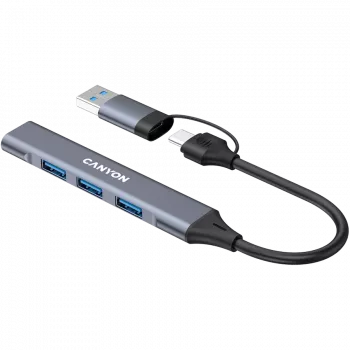 Hub USB-A/C 4-em-1 CANYON DS-02, cinzento