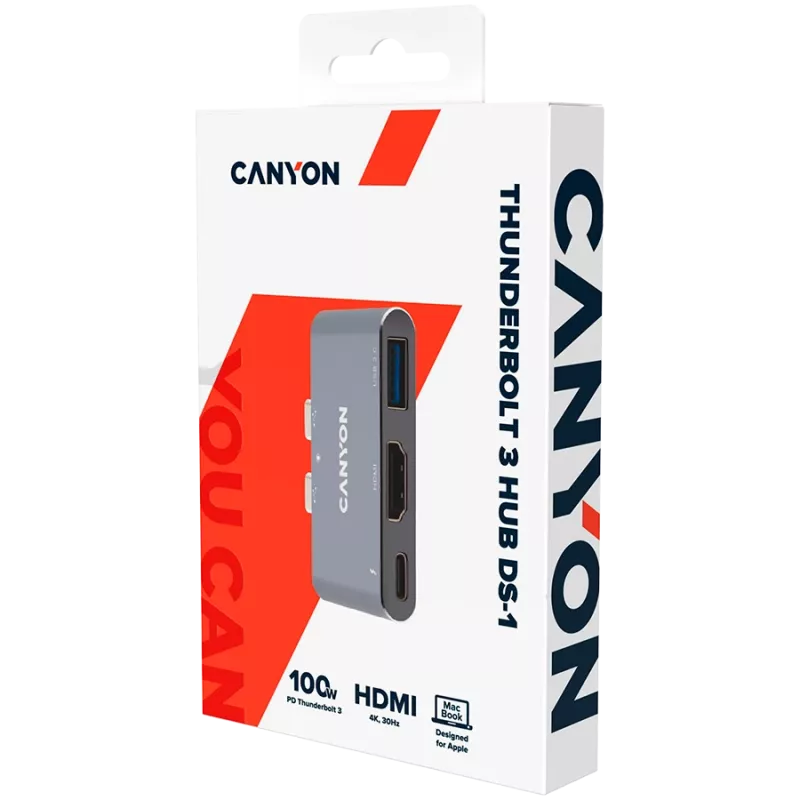 Hub CANYON DS-1 3-em-1 Thunderbolt 3 Space Grey