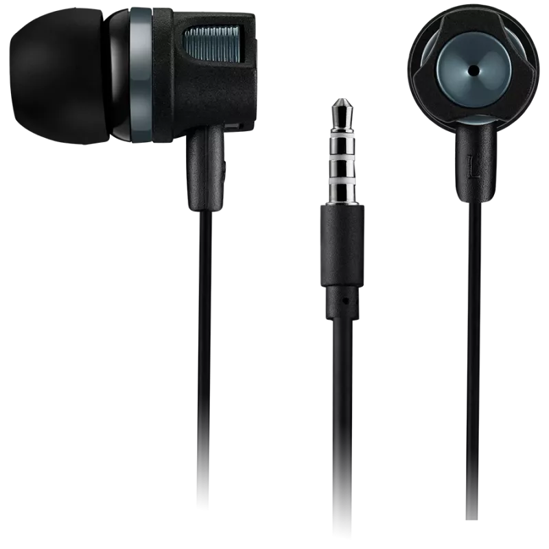 Headset in-ear CANYON EP-3 com microfone, cabo plano de 1,2 m, cinzento-escuro