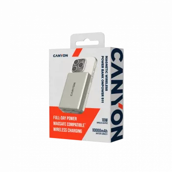 Power Bank Magnética CANYON OnPower 511 PD20W 10000mAh Alumínio Star Grey