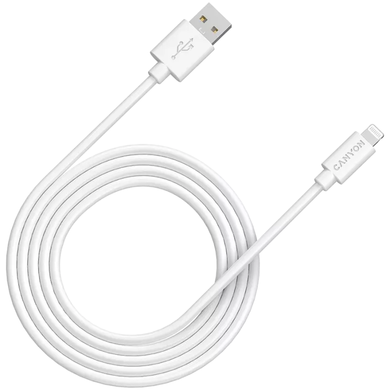 Cabo USB-A para Lightning CANYON MFI-12 2m branco