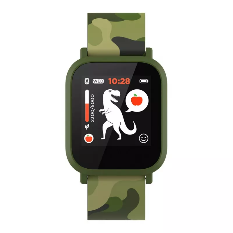 CANYON My Dino KW-33 smartwatch para adolescente, ecrã tátil IPS de 1,3 polegadas, caixa de plástico verde, à prova de água IP68, BT 5.0