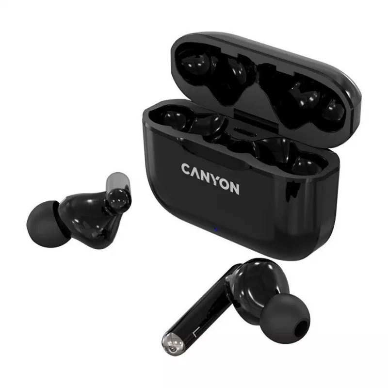 Auscultadores Bluetooth True Wireless Canyon TWS-3 com estojo de carregamento, preto