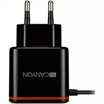 Carregador de parede Canyon com cabo USB Type-C, 2.1A, preto