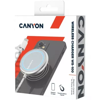 Carregador sem fios Canyon WS-100 prateado