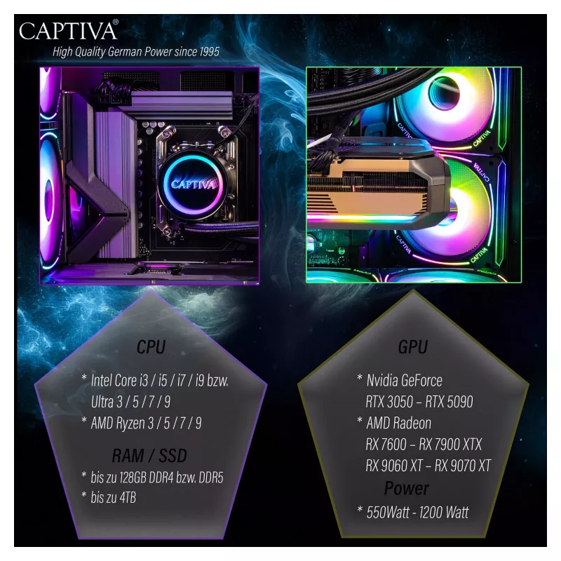PC gaming CAPTIVA I10-2668 Intel Core Ultra 7 270K Plus, 32GB DDR5 RAM, 1TB M.2 SSD, NVIDIA GeForce RTX 5070 Ti 16GB, Z890, Windows 11 Home