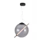 Candeeiro de suspensão Cara 20cm com vidro fumado e estrutura de metal preta, E27, regulável