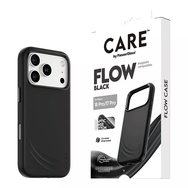 CARE by PanzerGlass Flow capa preta com MagSafe para iPhone 17 Pro
