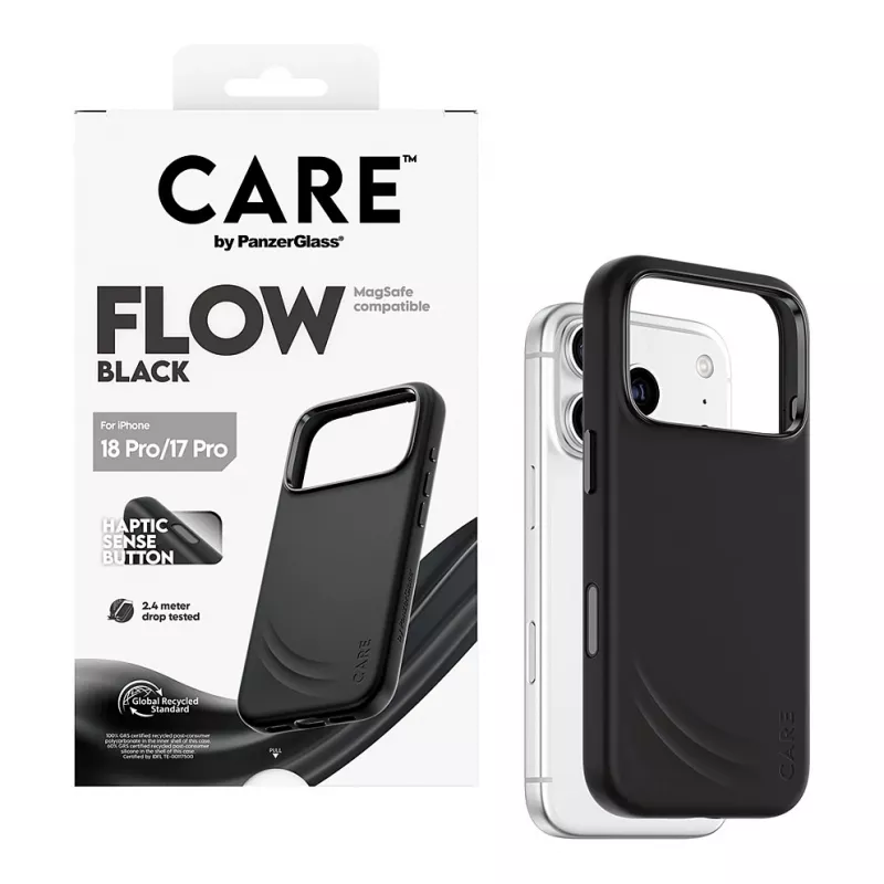 CARE by PanzerGlass Flow capa preta com MagSafe para iPhone 17 Pro