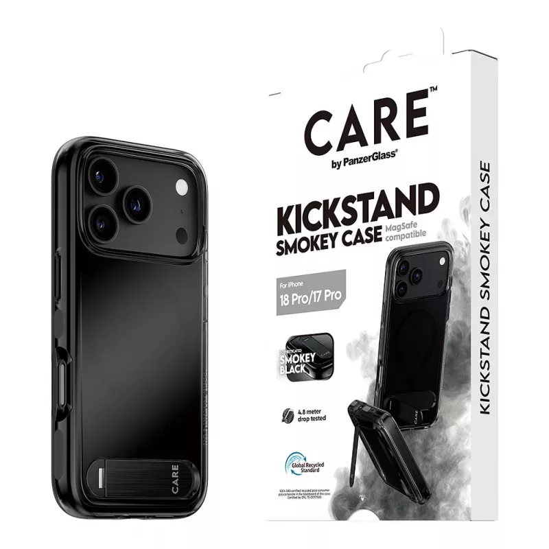 CARE by PanzerGlass Capa com suporte Smokey Black MagSafe para iPhone 17 Pro