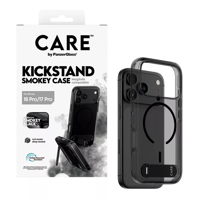 CARE by PanzerGlass Capa com suporte Smokey Black MagSafe para iPhone 17 Pro