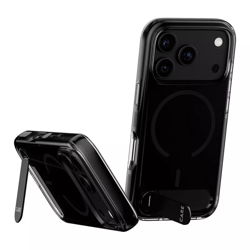 CARE by PanzerGlass Capa com suporte Smokey Black MagSafe para iPhone 17 Pro