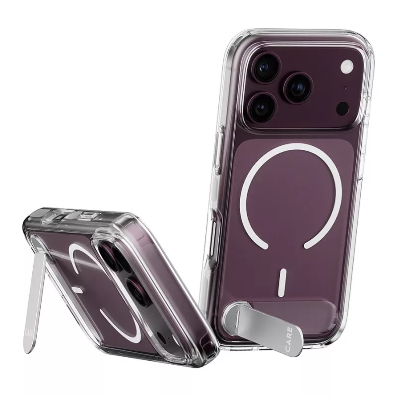 CARE by PanzerGlass Kickstand capa transparente com MagSafe branco para iPhone 17 Pro