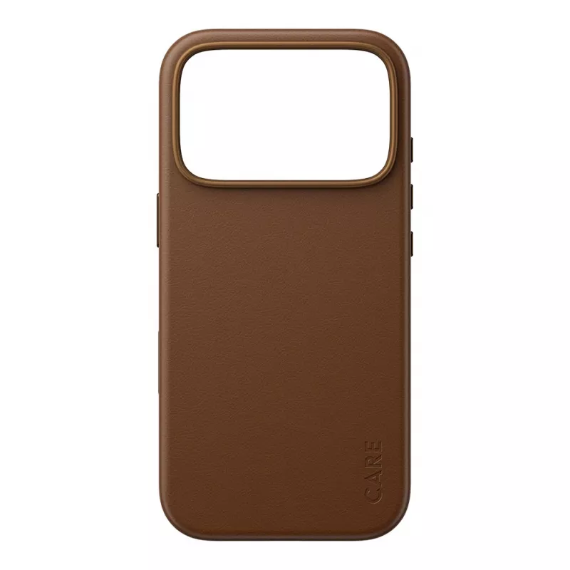 CARE by PanzerGlass Solo capa de pele vegana castanha com MagSafe para iPhone 17 Pro