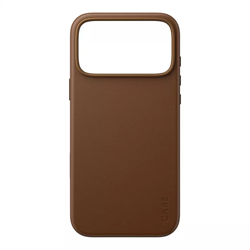 CARE by PanzerGlass Solo capa de pele vegana castanha com MagSafe para iPhone 17 Pro Max