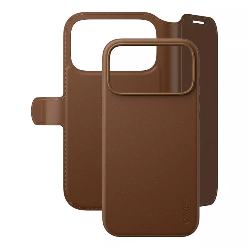 CARE by PanzerGlass Tango carteira 2 em 1 castanha com MagSafe para iPhone 17 Pro Max