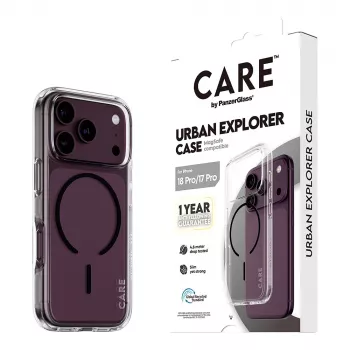 CARE by PanzerGlass Urban Explorer capa transparente com MagSafe preto iPhone 17 Pro