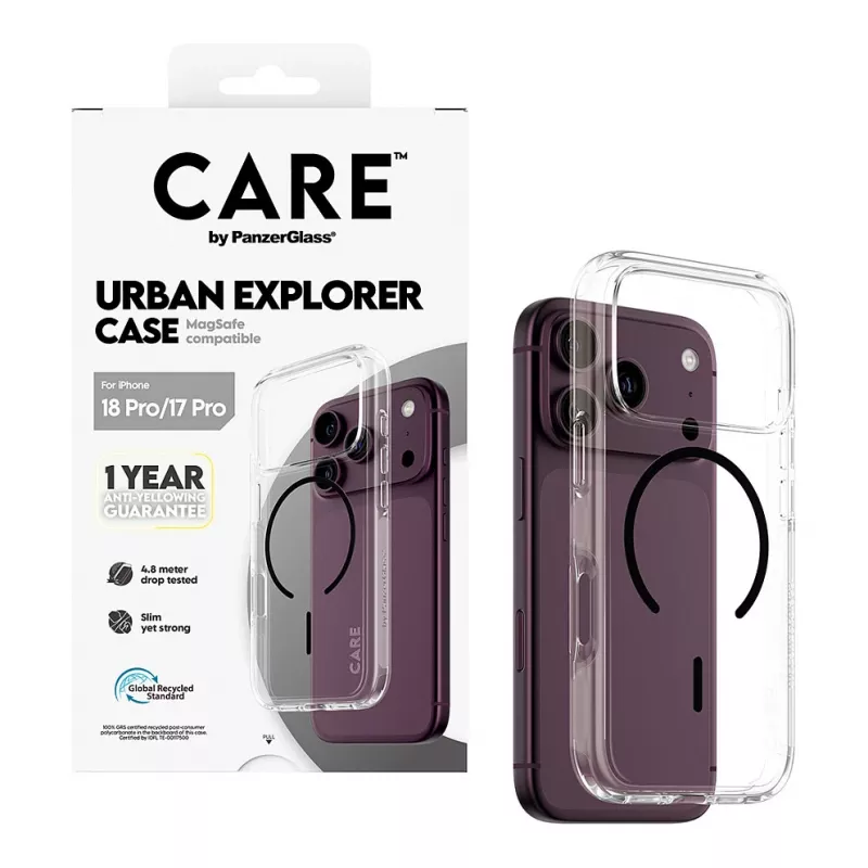 CARE by PanzerGlass Urban Explorer capa transparente com MagSafe preto iPhone 17 Pro