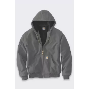 Carhartt Iconic Jacket J140 Firm Duck Active - Casaco de trabalho de homem com forro de flanela acolchoado, repelente à água, Original Fit