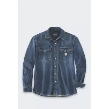 Camisa Carhartt WIP Montana Denim Relaxed LS Wyatt - camisa de ganga de manga comprida para homem