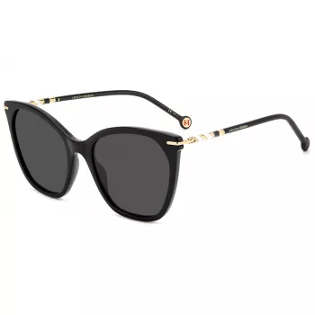 Óculos de sol Carolina Herrera HER0091S807 senhora Cat-Eye - armação de acetato preta, lentes de policarbonato cinzentas, proteção UV400