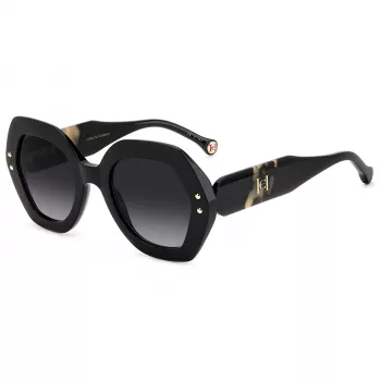 Óculos de sol para mulher CAROLINA HERRERA HER0126SWR7 - armação de acetato Havana, lentes degradê castanhas, 52 mm