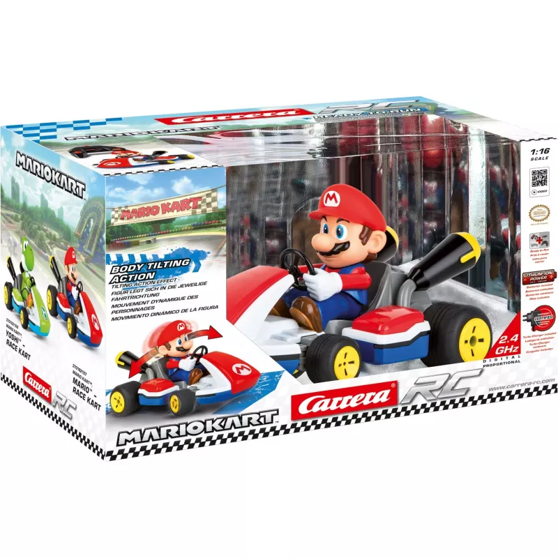 Carrera RC Mario Kart - Mario Race Kart com som vermelho/azul, 1:16
