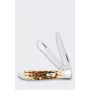 Faca Case Mini Trapper SS Amber Bone - faca de bolso de 2 lâminas, aço inoxidável Tru-Sharp, cabo genuíno Amber Bone, Slipjoint, EUA
