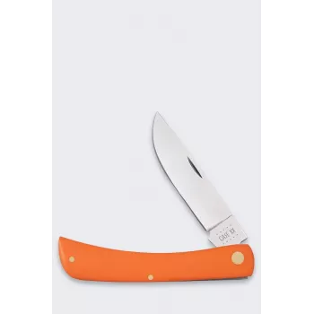 Faca de mola Case Sod Buster SS Laranja - Lâmina Skinner de aço cirúrgico Tru-Sharp, cabo de plástico laranja, Slip Joint, entalhe para unha, fabricada nos EUA