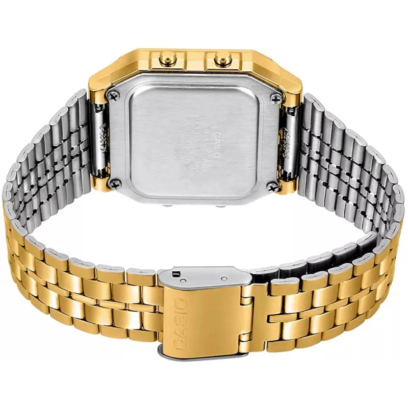 CASIO A500WGA-9 Relógio digital para homem 39mm tom dourado aço inoxidável