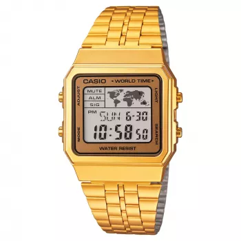 CASIO A500WGA-9 Relógio digital para homem 39mm tom dourado aço inoxidável