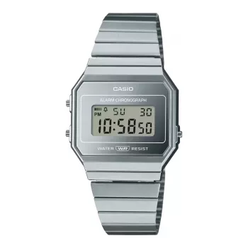 CASIO A700WEV-7A Relógio Digital Unissexo Prateado Aço Inoxidável 37,4 mm