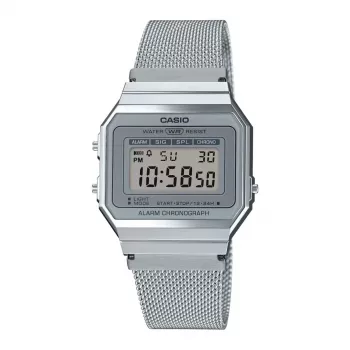 Relógio digital unissexo CASIO A700WM-7A - 37,4 mm malha Milanese prateada