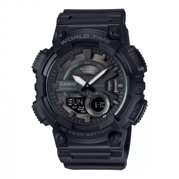 Relógio de homem CASIO AEQ-110W-1B quartzo analógico-digital, 52,2 mm, resina preta
