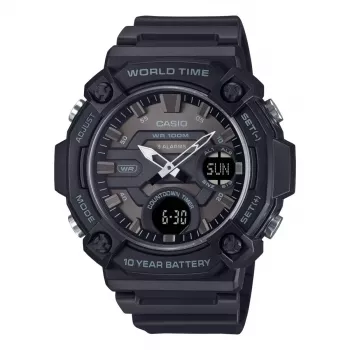 Relógio de quartzo analógico-digital de homem CASIO AEQ-120W-1B, 53,3 mm, resina preta