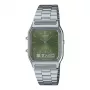 Relógio analógico-digital CASIO AQ-230A-3A unissexo, 38,8 mm, mostrador verde, bracelete em aço inoxidável prateado