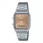 CASIO AQ-230A-4A relógio unissexo analógico-digital, 38,8 mm, caixa cor de prata, mostrador vermelho, bracelete em aço inoxidável